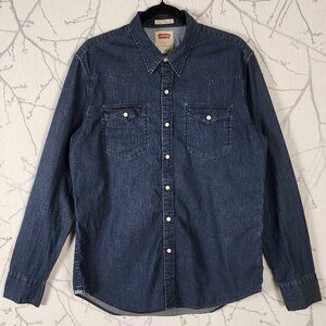Levi's Dark Wash Pearl Snap Slim Fit Western Denim Shirt